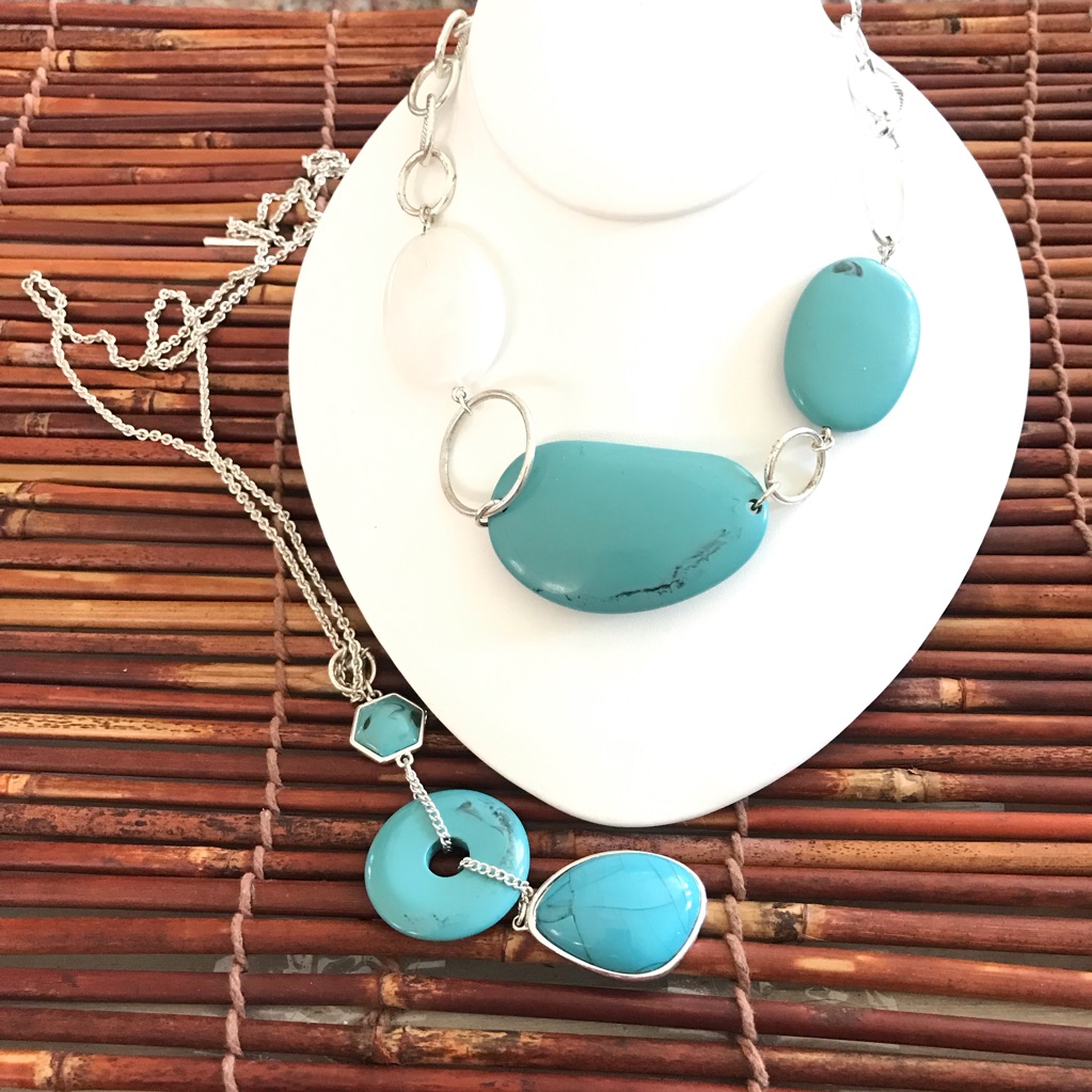 Necklace Bundle Faux Turquoise Silver Tone One Necklace Is Bill Blass